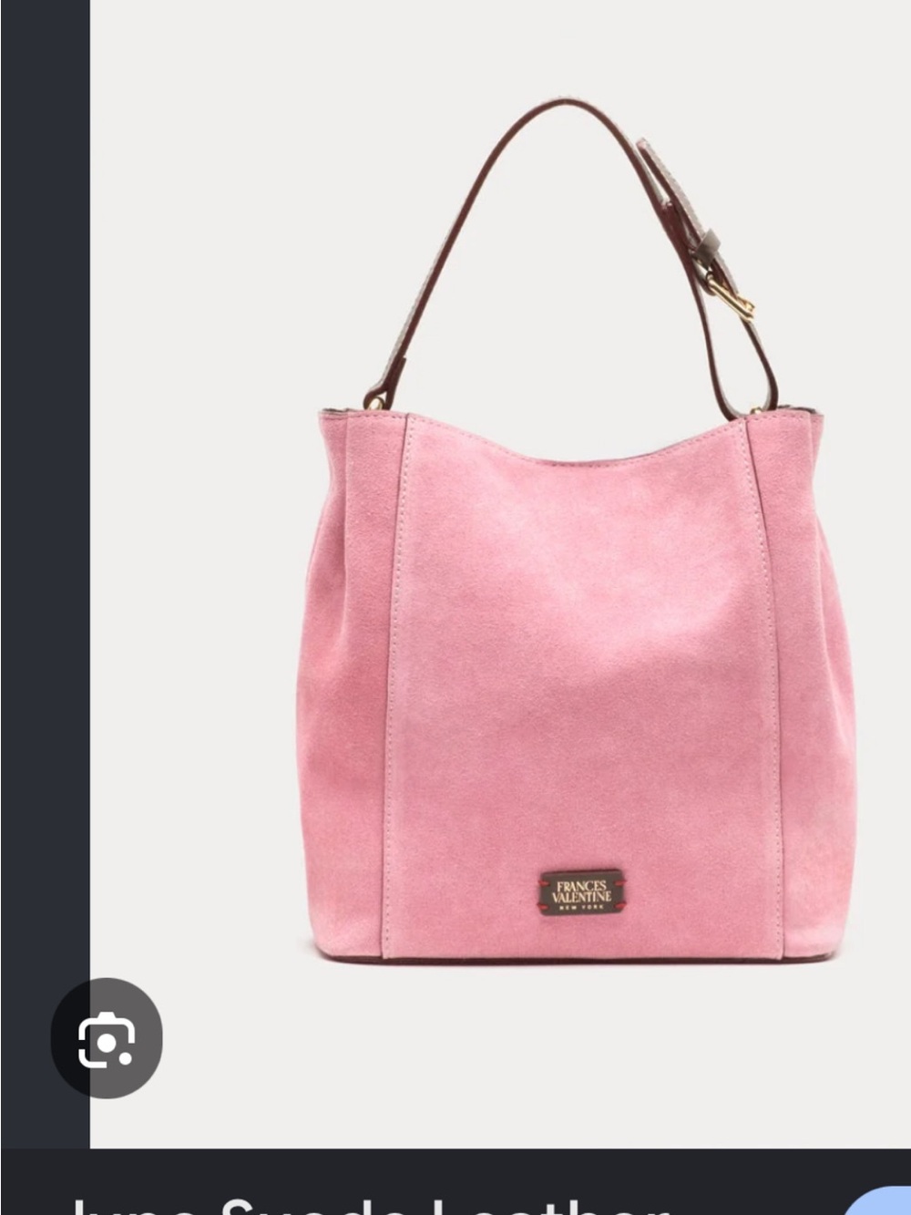 Frances Valentine Pink Suede Hobo Shoulder Bag with Brown Handle